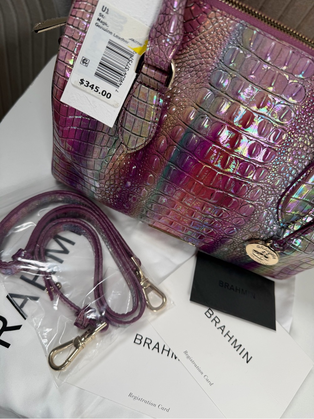 NWT BRAHMIN croc embossed Handbag - Picture 6 of 6